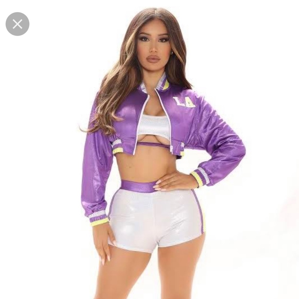 Sexy Baller 4 Piece Costume Set - Purple/Combo